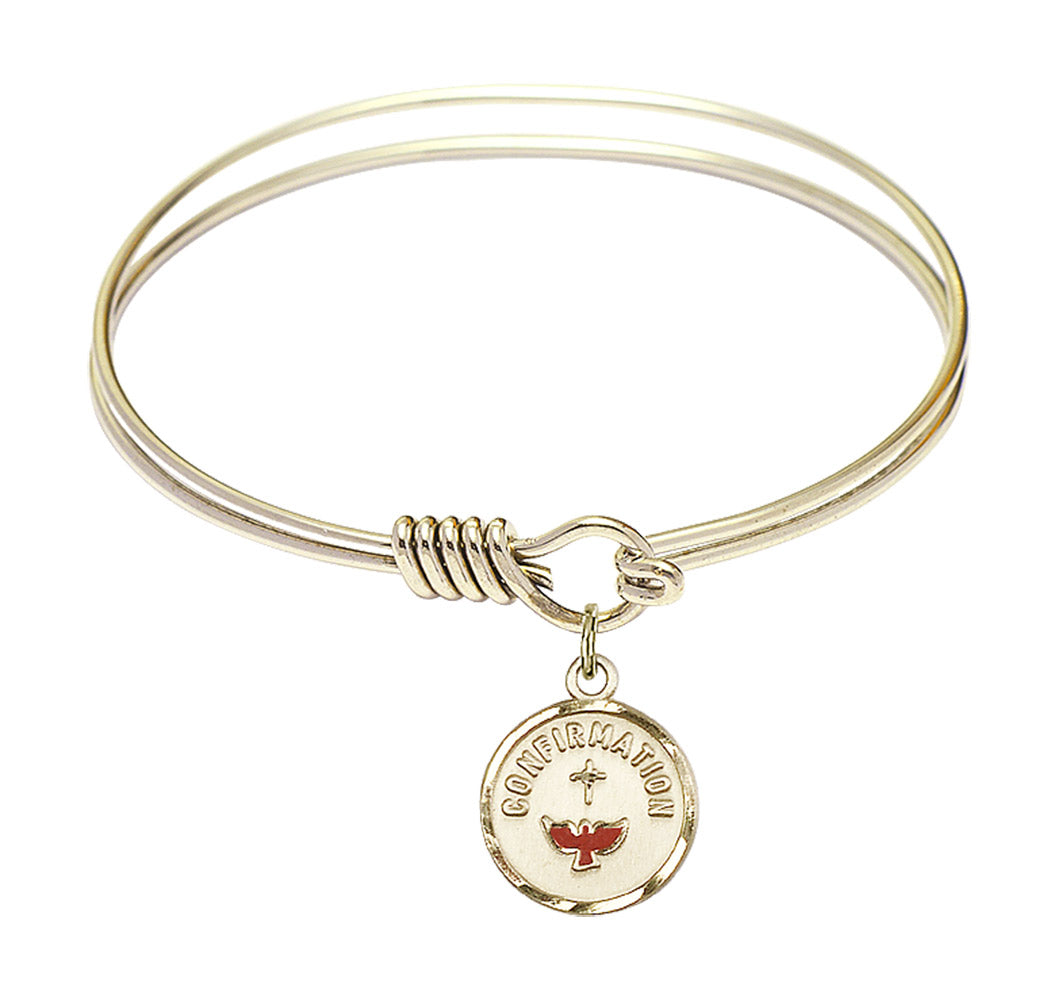 Smooth Bangle Bracelet with a Red Dove Charm