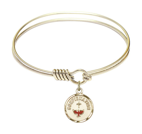 Smooth Bangle Bracelet with a Red Dove Charm