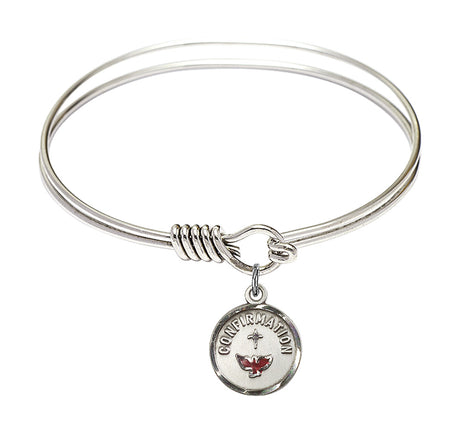Smooth Bangle Bracelet with a Red Dove Charm