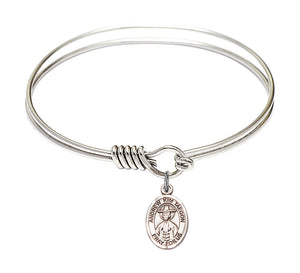 Smooth Bangle Bracelet with a Saint Andrew Kim Taegon Charm