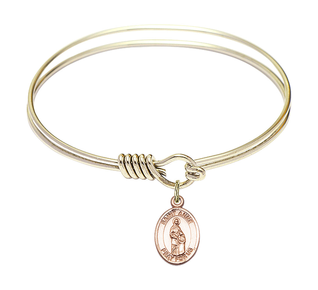Smooth Bangle Bracelet with a Saint Anne Charm
