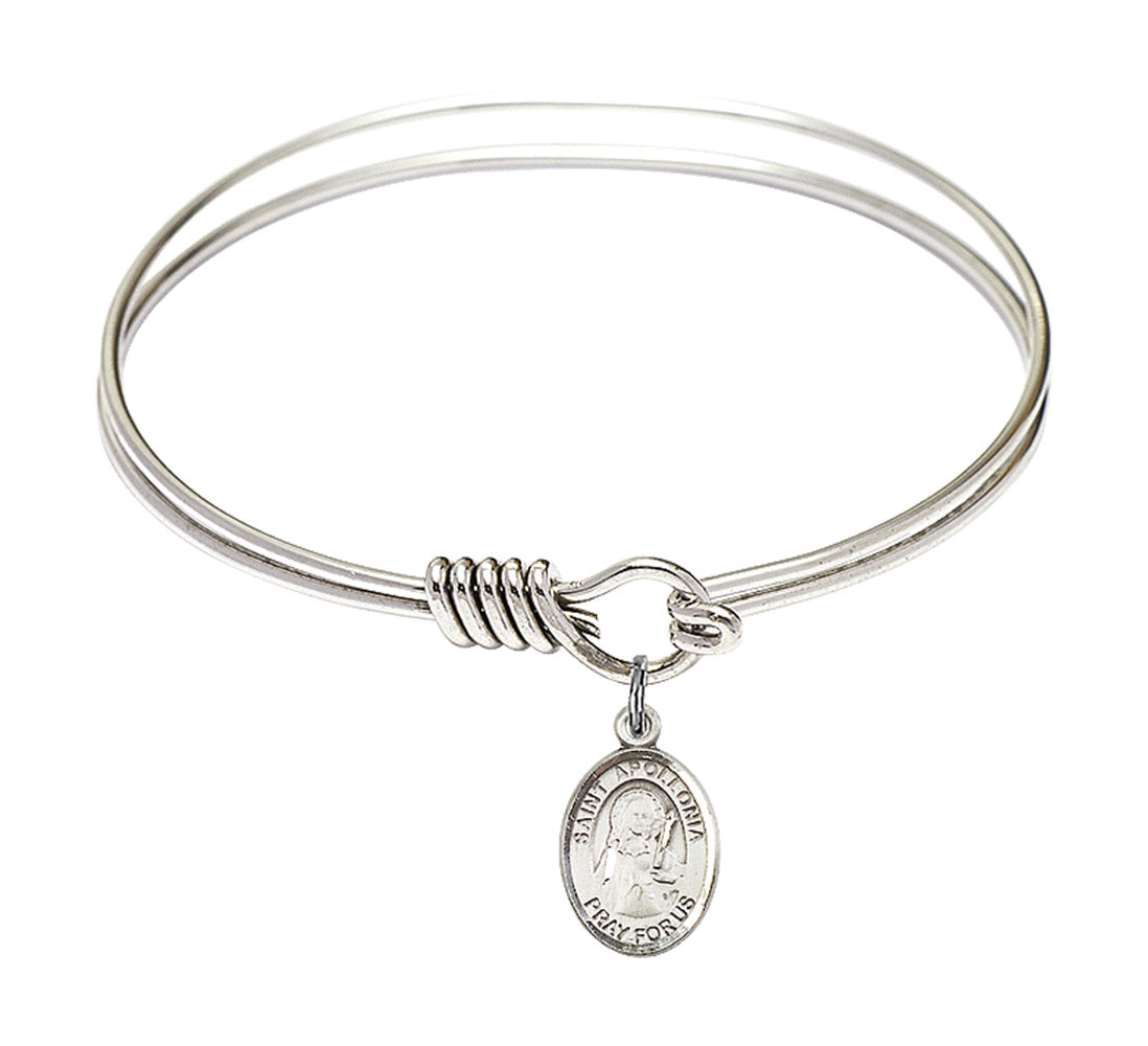 Smooth Bangle Bracelet with a Saint Apollonia Charm