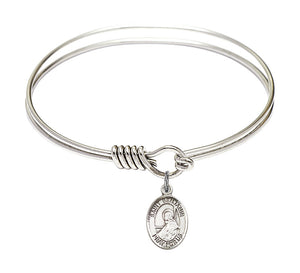 Smooth Bangle Bracelet with a Saint Benjamin Charm