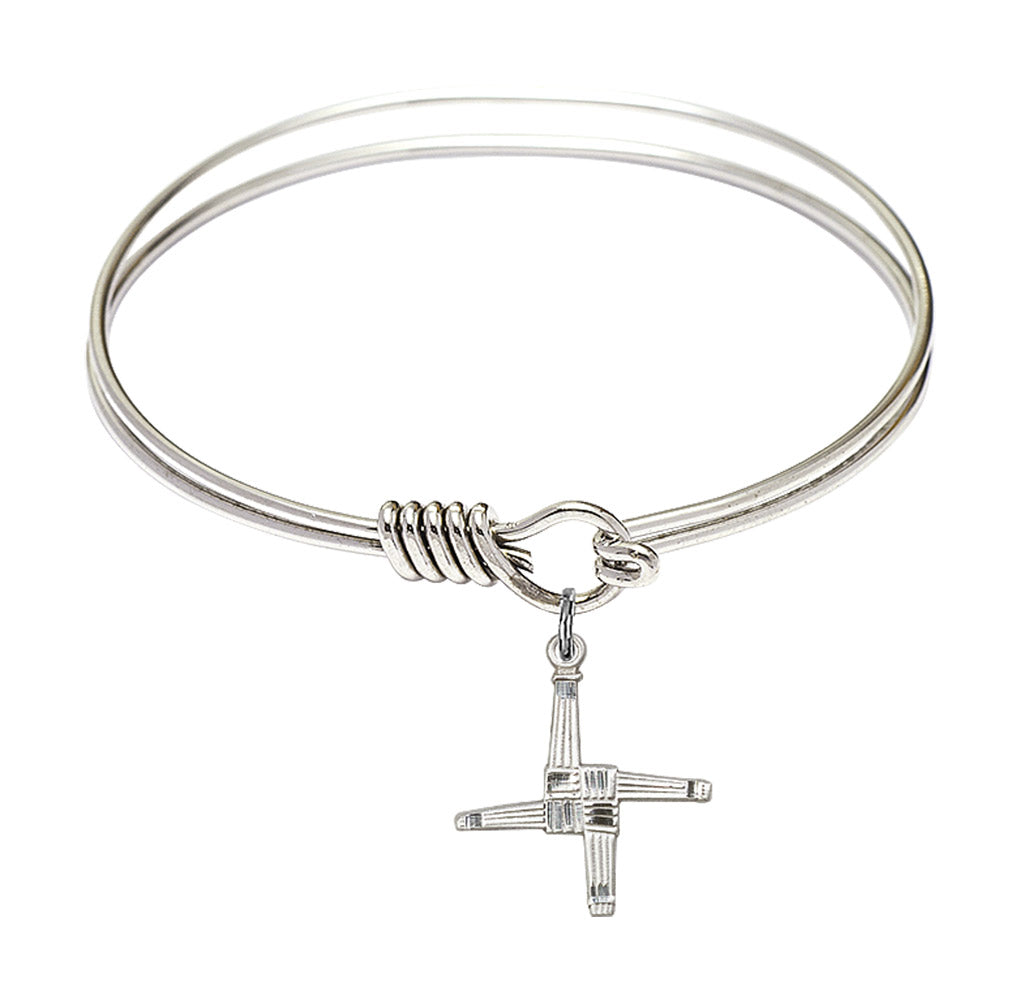 Smooth Bangle Bracelet with a Saint Brigid Cross Charm