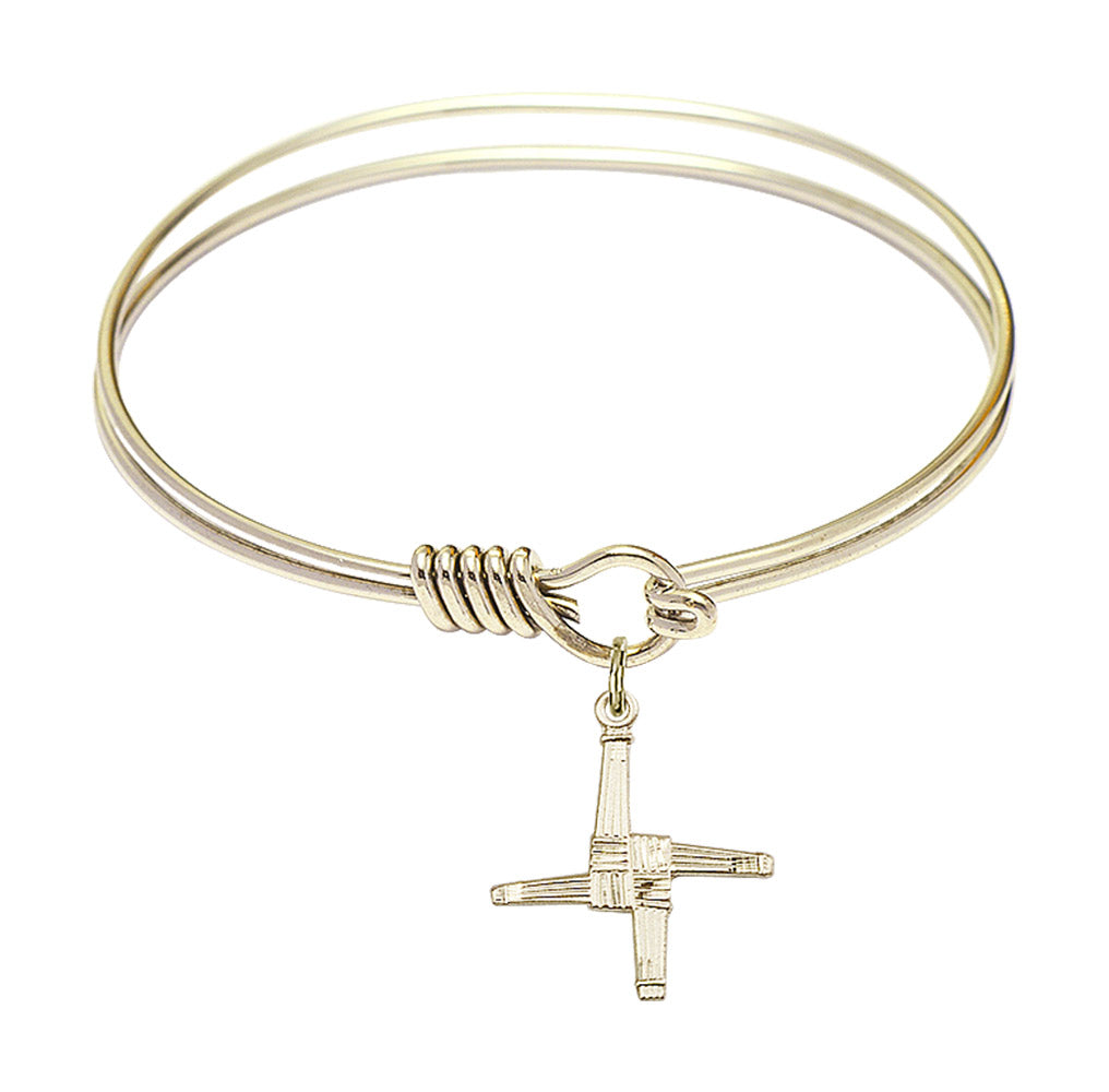 Smooth Bangle Bracelet with a Saint Brigid Cross Charm