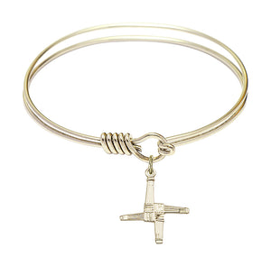 Smooth Bangle Bracelet with a Saint Brigid Cross Charm
