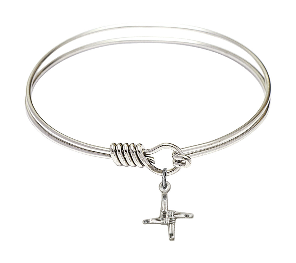 Smooth Bangle Bracelet with a Saint Brigid Cross Charm