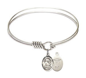 Smooth Bangle Bracelet with a Saint Camillus of Lellis Doctors Charm