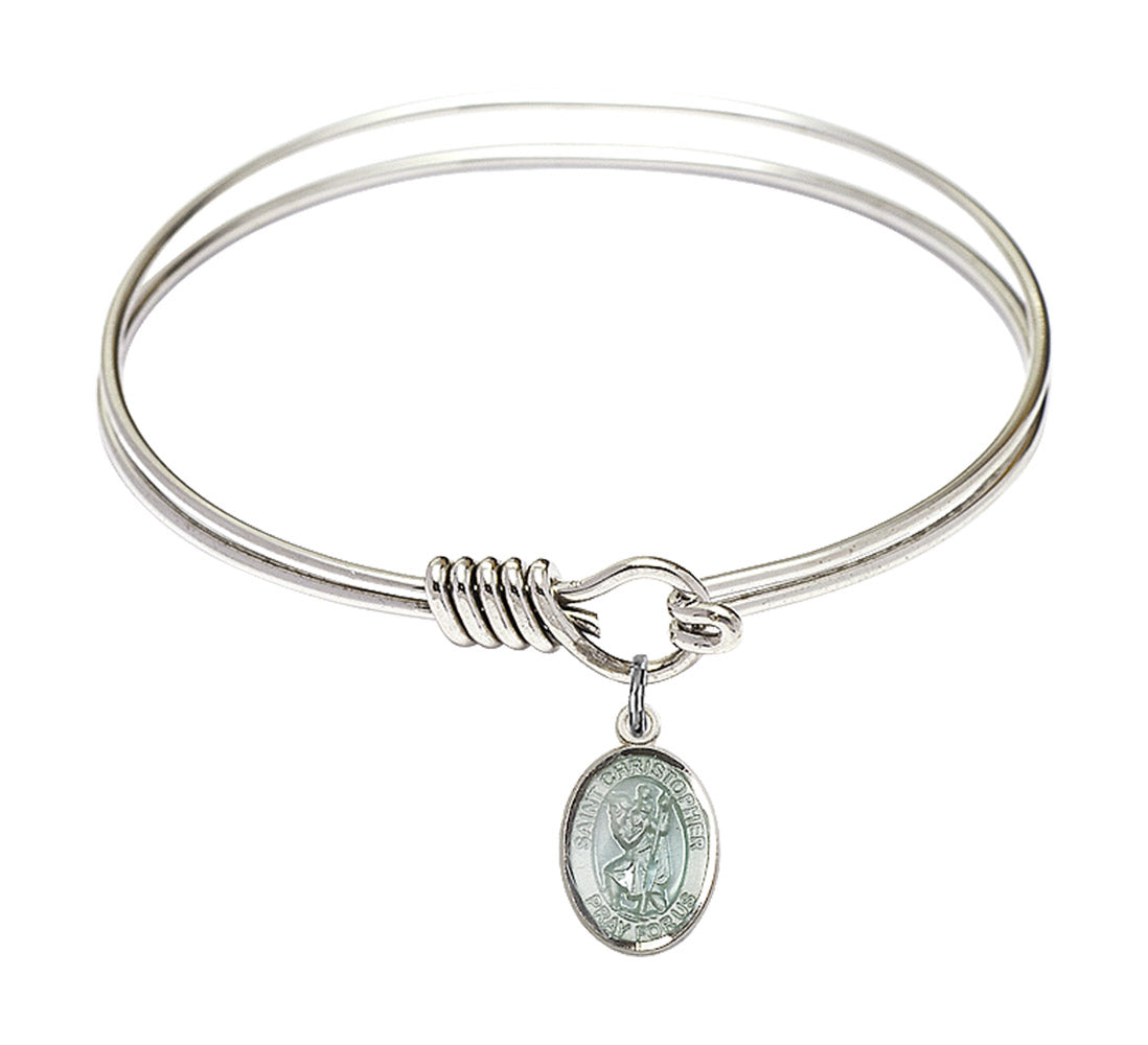 Smooth Bangle Bracelet with a Saint Christopher Charm