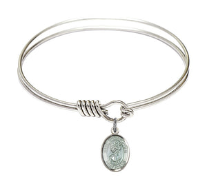 Smooth Bangle Bracelet with a Saint Christopher Charm