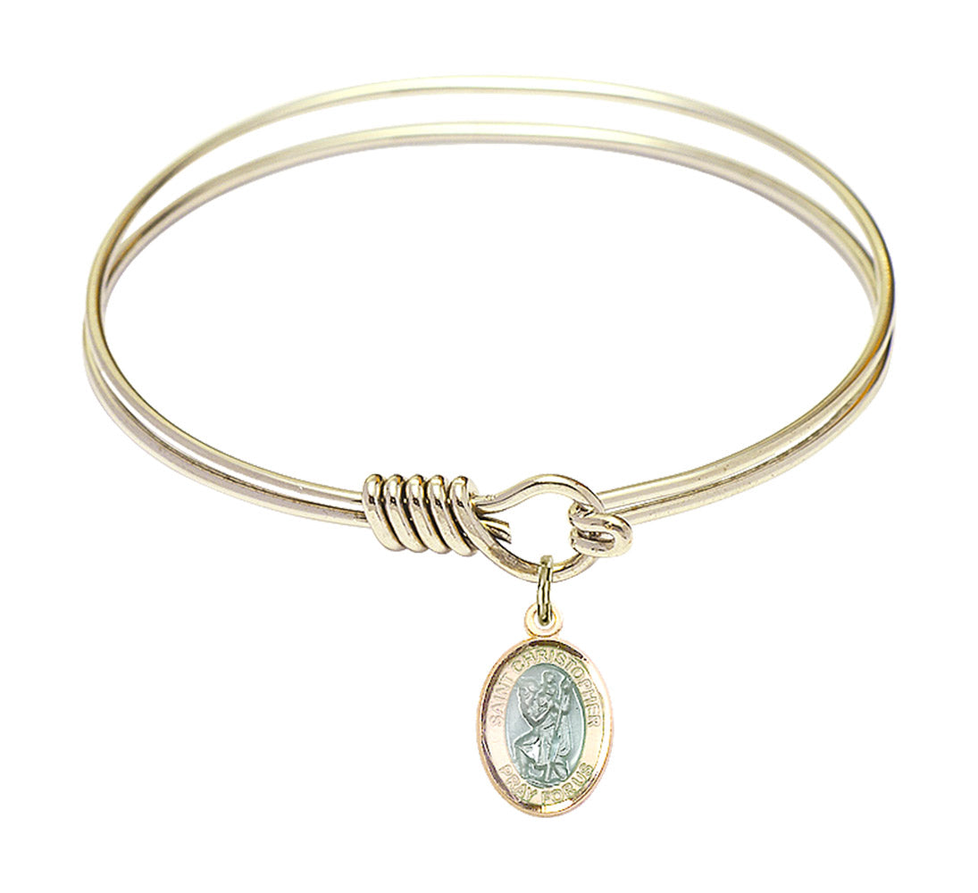 Smooth Bangle Bracelet with a Saint Christopher Charm