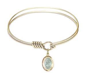 Smooth Bangle Bracelet with a Saint Christopher Charm