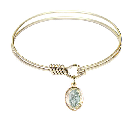 Smooth Bangle Bracelet with a Saint Christopher Charm