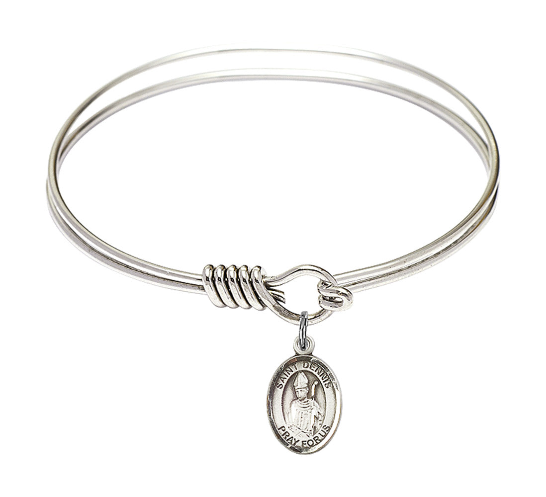 Smooth Bangle Bracelet with a Saint Dennis Charm