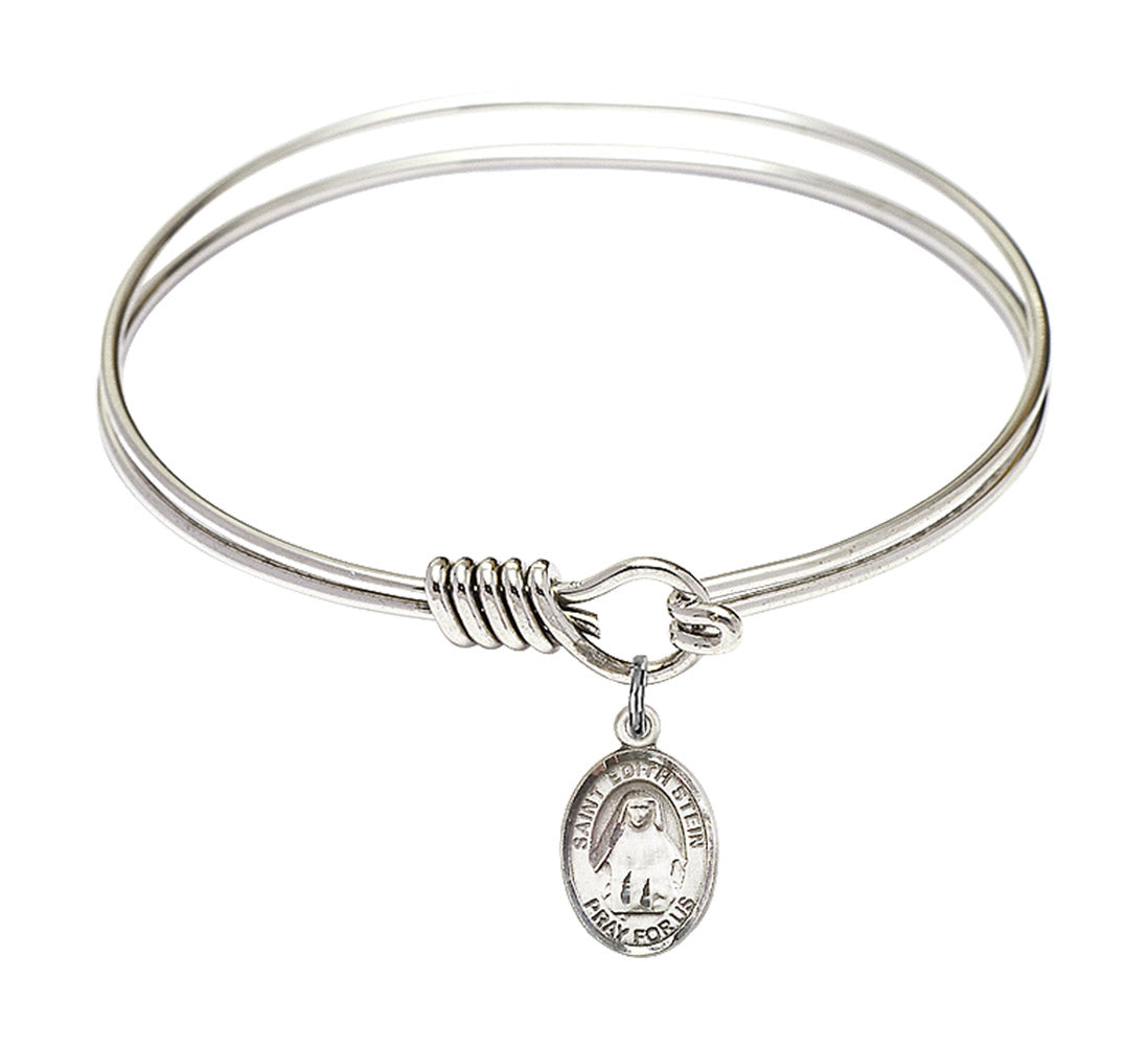 Smooth Bangle Bracelet with a Saint Edith Stein Charm