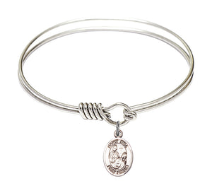 Smooth Bangle Bracelet with a Saint Fina Charm