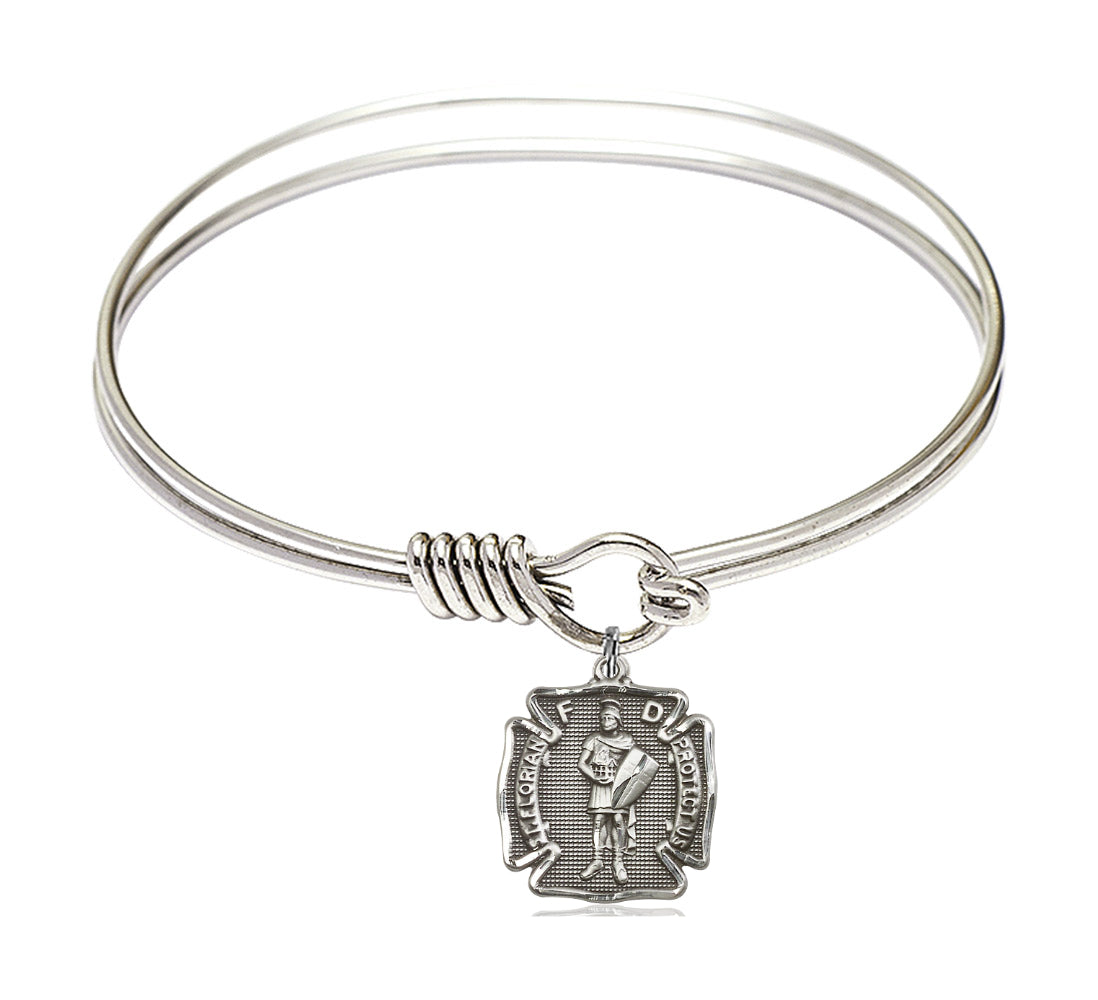 Smooth Bangle Bracelet with a Saint Florian Charm