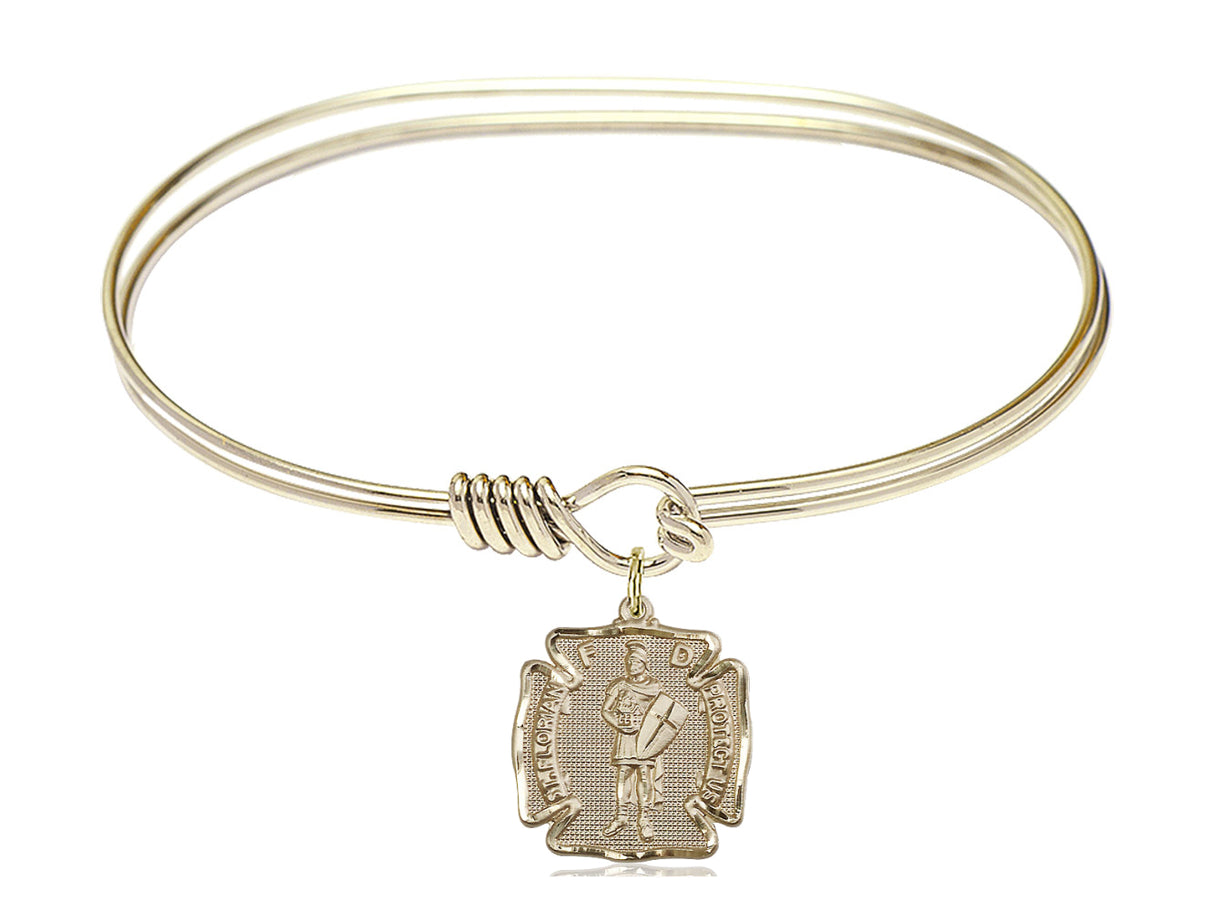 Smooth Bangle Bracelet with a Saint Florian Charm