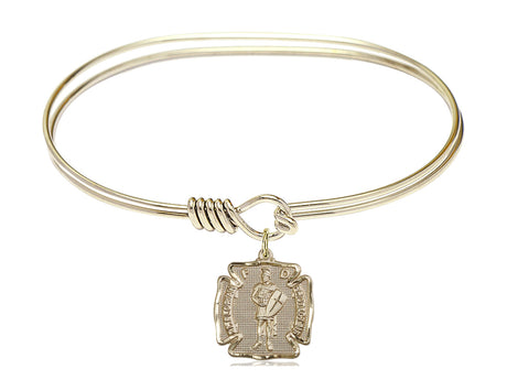 Smooth Bangle Bracelet with a Saint Florian Charm