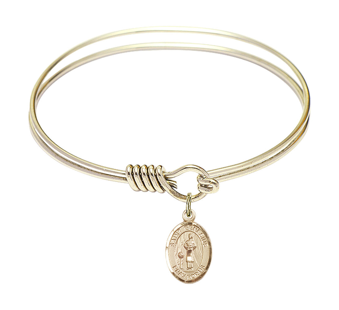 Smooth Bangle Bracelet with a Saint Genesius of Rome Charm