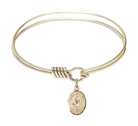 Smooth Bangle Bracelet with a Saint Genesius of Rome Charm
