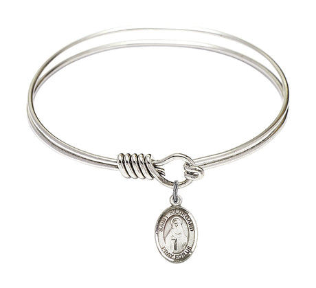 Smooth Bangle Bracelet with a Saint Hildegard von Bingen Charm