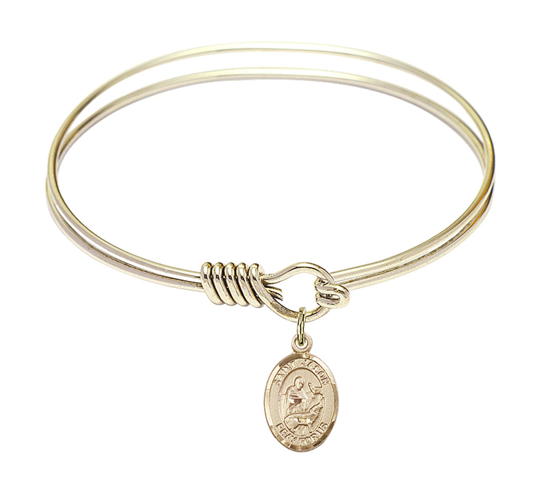 Smooth Bangle Bracelet with a Saint Jason Charm