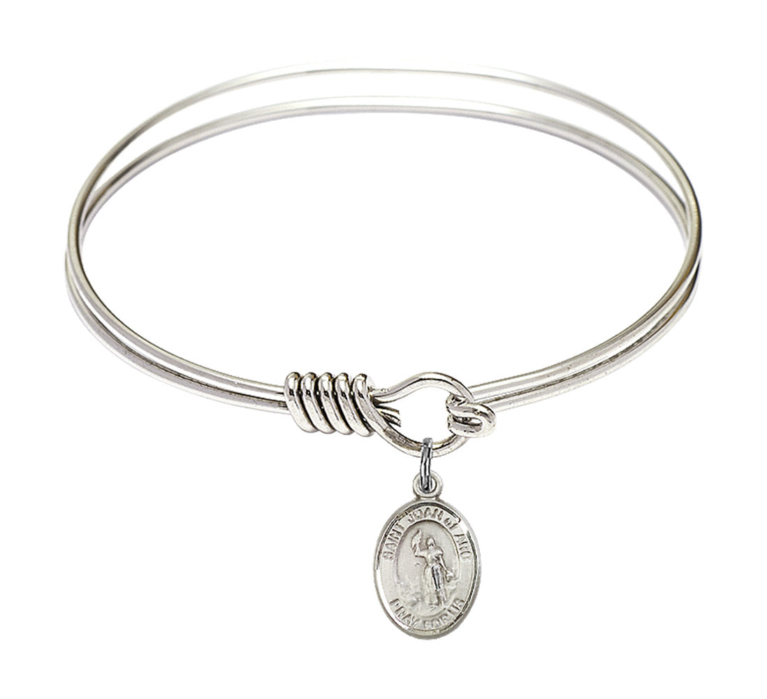 Smooth Bangle Bracelet with a Saint Joan of Arc Charm