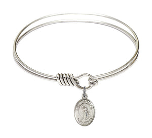 Smooth Bangle Bracelet with a Saint Joan of Arc Charm
