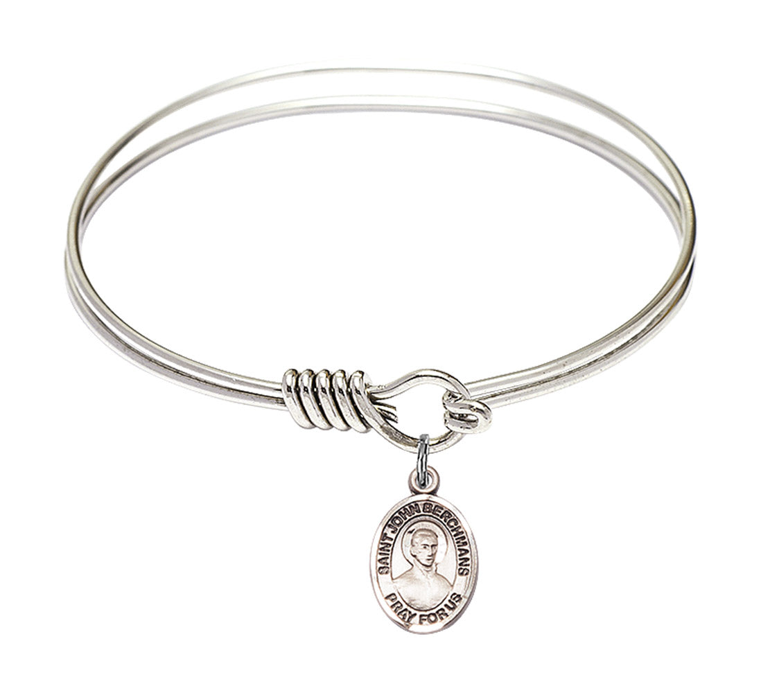 Smooth Bangle Bracelet with a Saint John Berchmans Charm