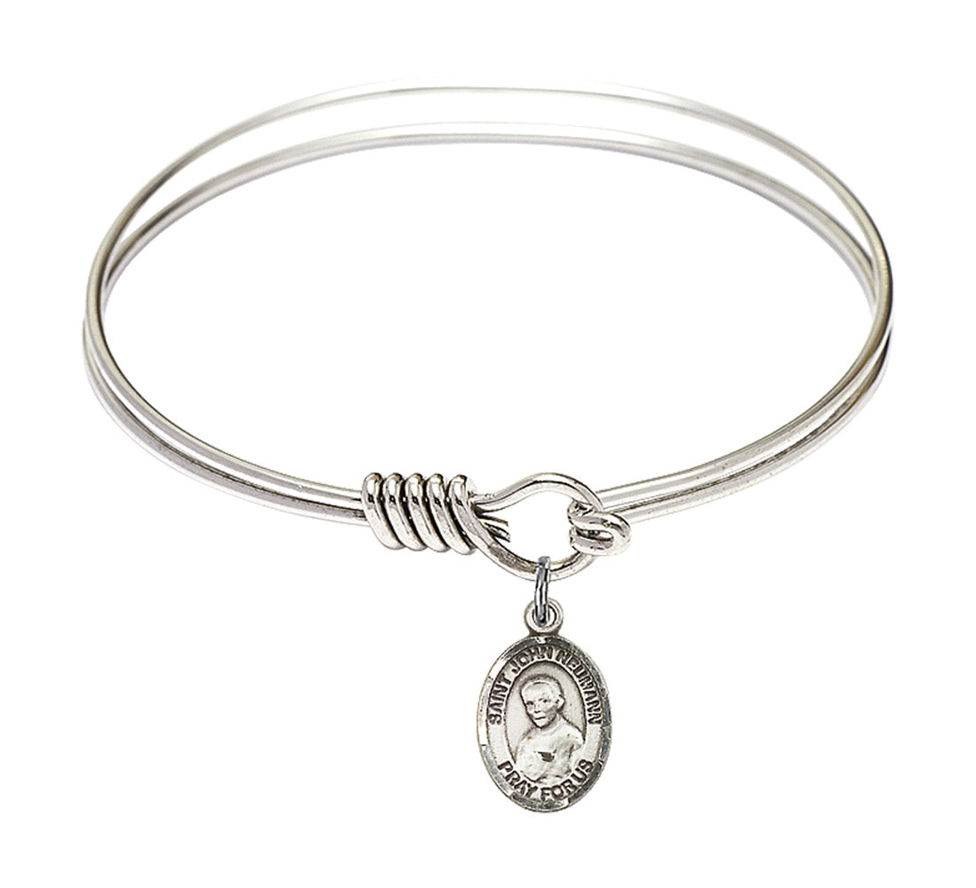 Smooth Bangle Bracelet with a Saint John Neumann Charm