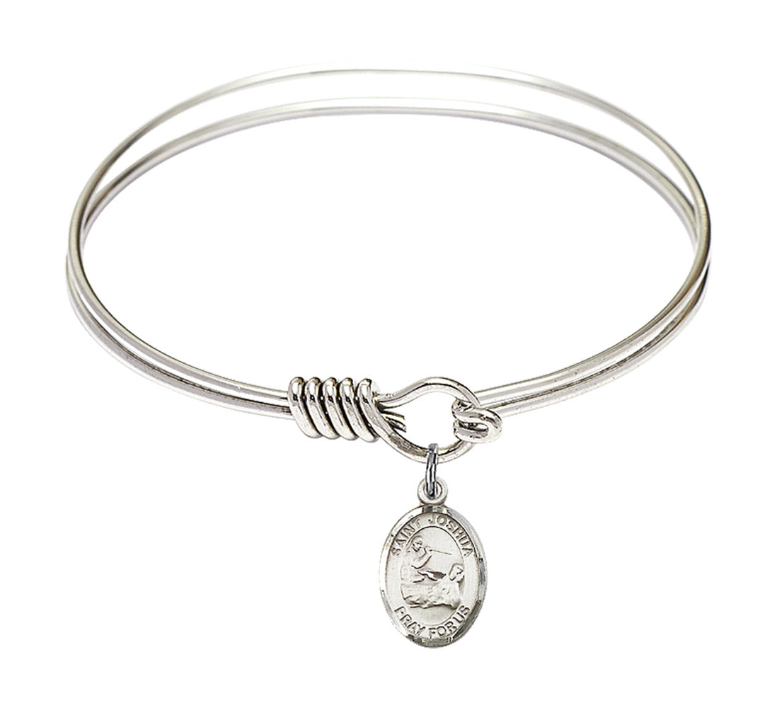 Smooth Bangle Bracelet with a Saint Joshua Charm