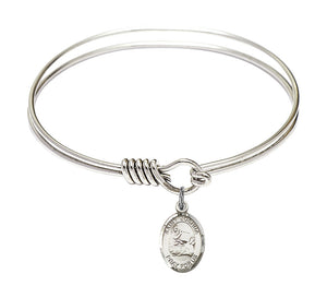 Smooth Bangle Bracelet with a Saint Joshua Charm