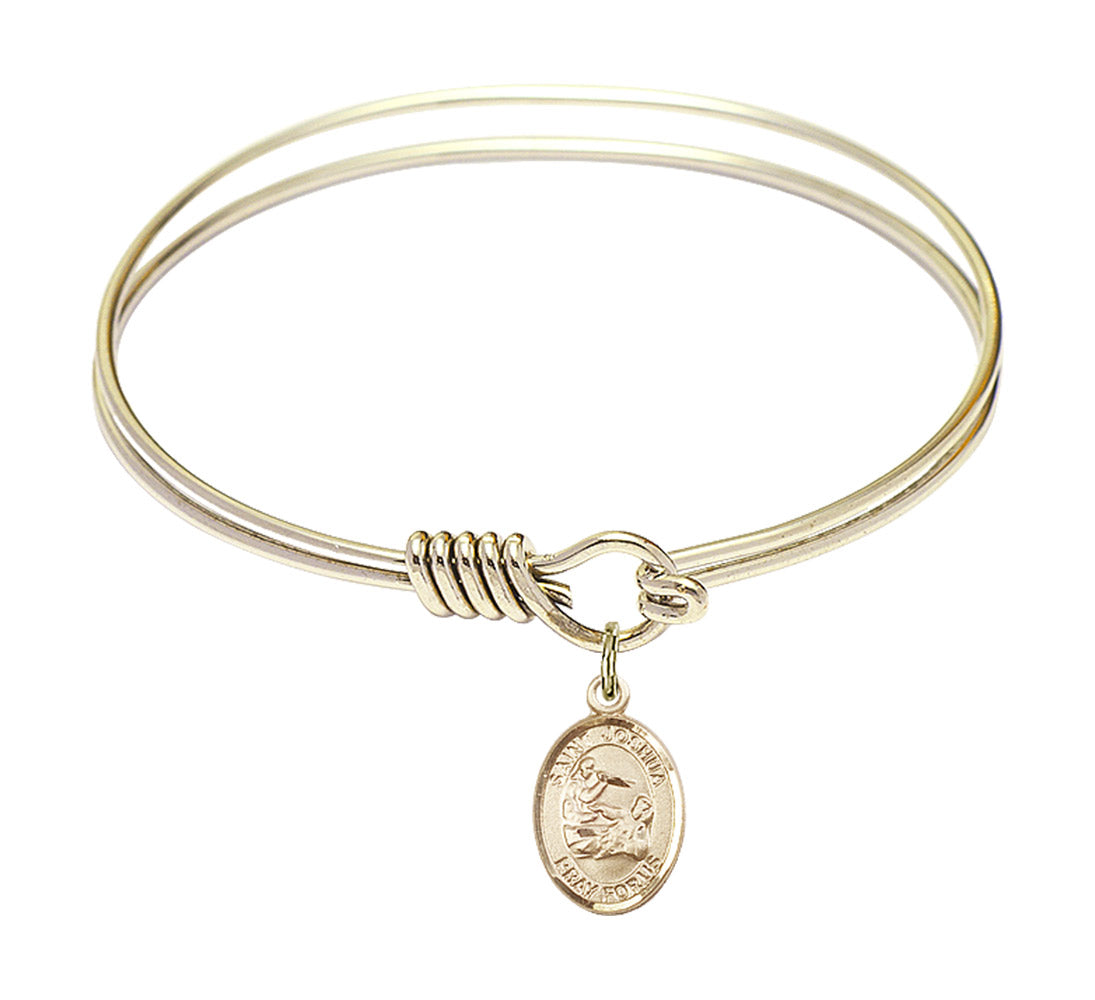 Smooth Bangle Bracelet with a Saint Joshua Charm