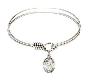 Smooth Bangle Bracelet with a Saint Margaret Mary Alacoque Charm