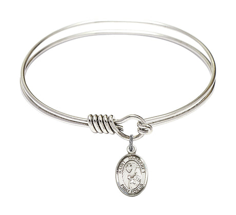 Smooth Bangle Bracelet with a Saint Margaret Mary Alacoque Charm