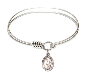 Smooth Bangle Bracelet with a Saint Margaret Mary Alacoque Charm