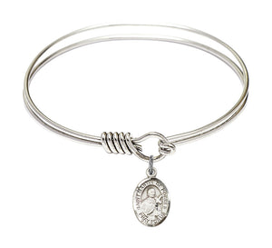 Smooth Bangle Bracelet with a Saint Martin de Porres Charm