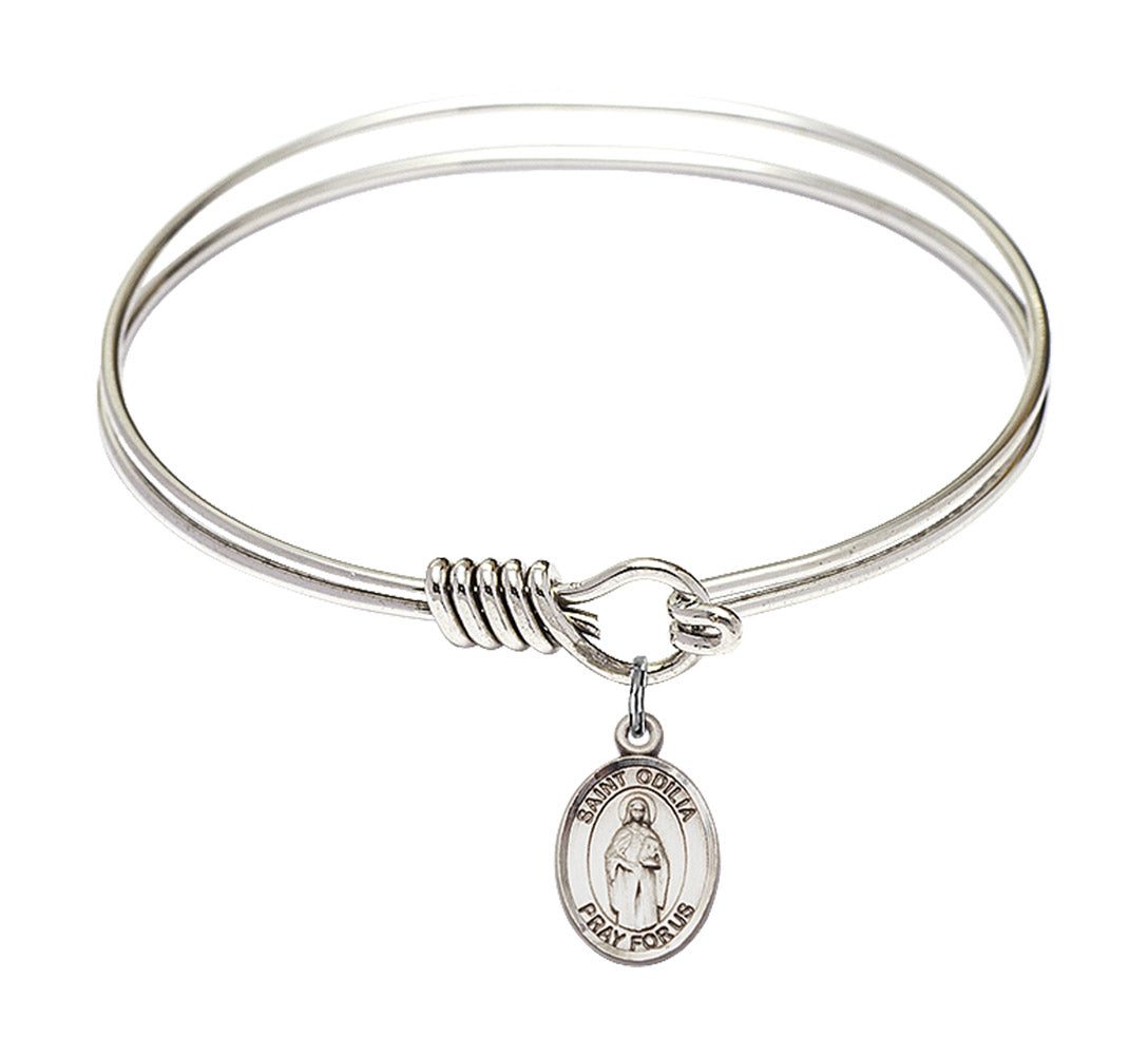 Smooth Bangle Bracelet with a Saint Odilia Charm