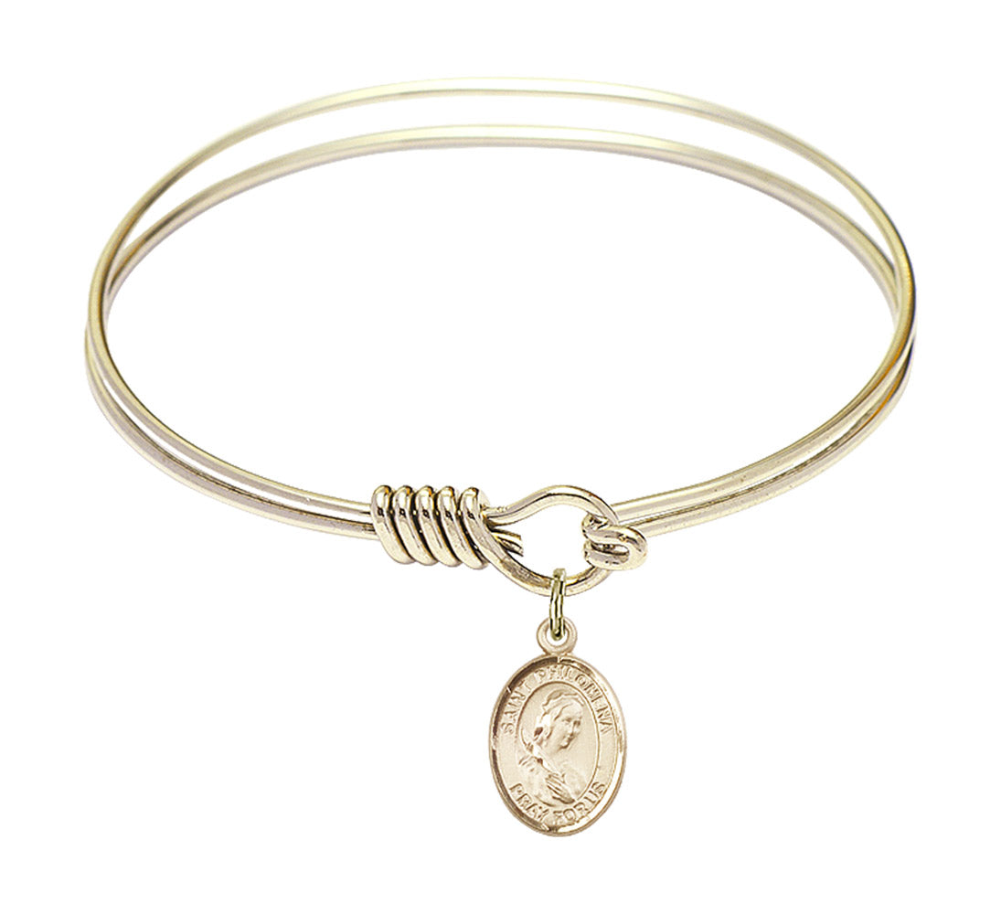 Smooth Bangle Bracelet with a Saint Philomena Charm