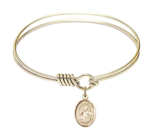 Smooth Bangle Bracelet with a Saint Pius X Charm