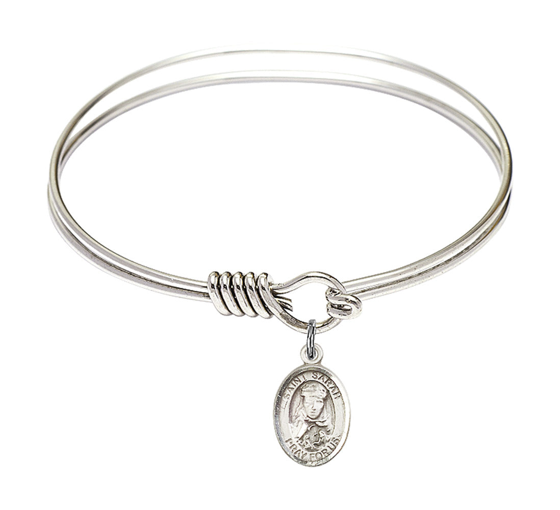 Smooth Bangle Bracelet with a Saint Sarah Charm