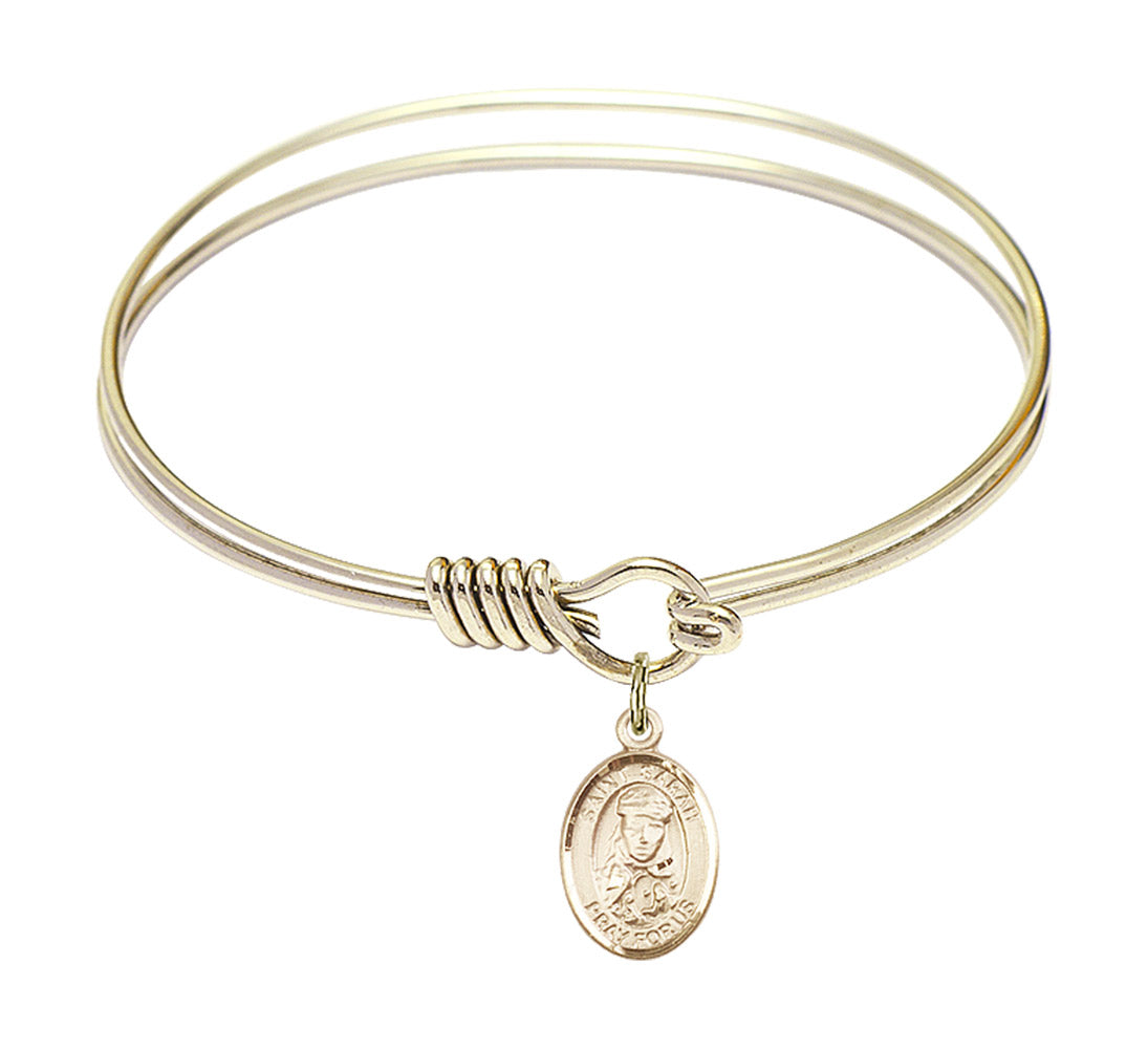 Smooth Bangle Bracelet with a Saint Sarah Charm