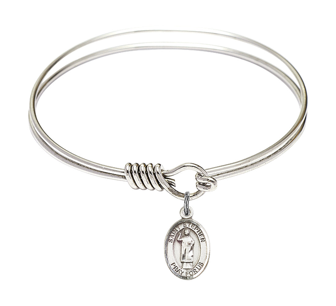 Smooth Bangle Bracelet with a Saint Stephen the Martyr Charm