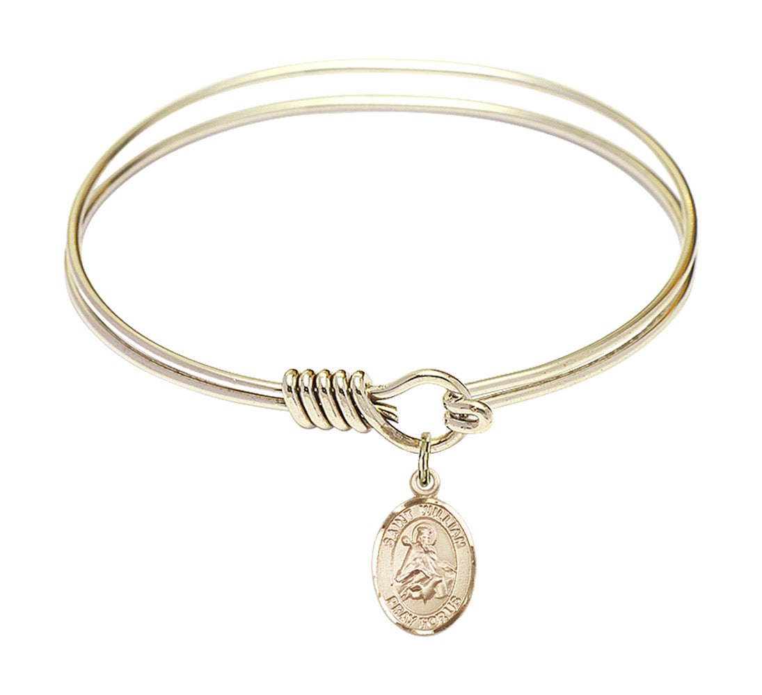 Smooth Bangle Bracelet with a Saint William of Rochester Charm