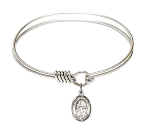 Smooth Bangle Bracelet with a Saint Zachary Charm