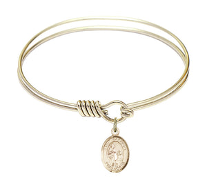 Smooth Bangle Bracelet with a Saint Zachary Charm