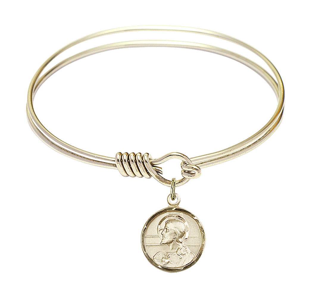 Smooth Bangle Bracelet with a Scapular Charm
