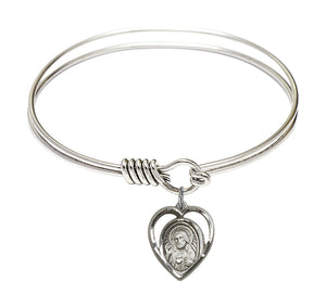 Smooth Bangle Bracelet with a Scapular Charm