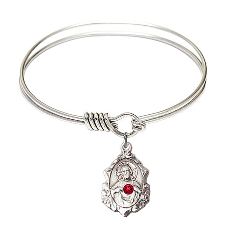 Smooth Bangle Bracelet with a Scapular Charm